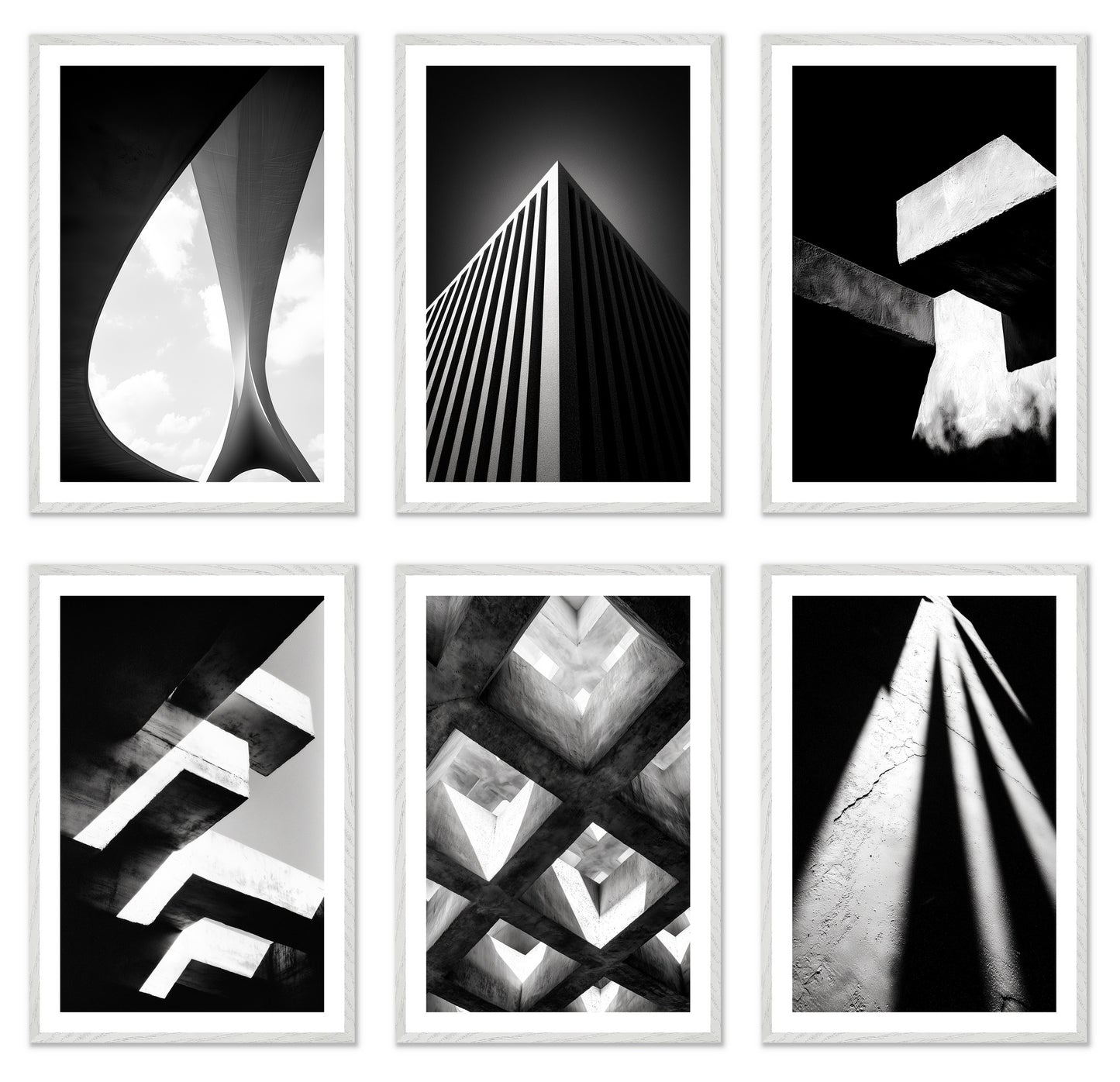 Shadow Play - Gallery wall set with art prints in white frame