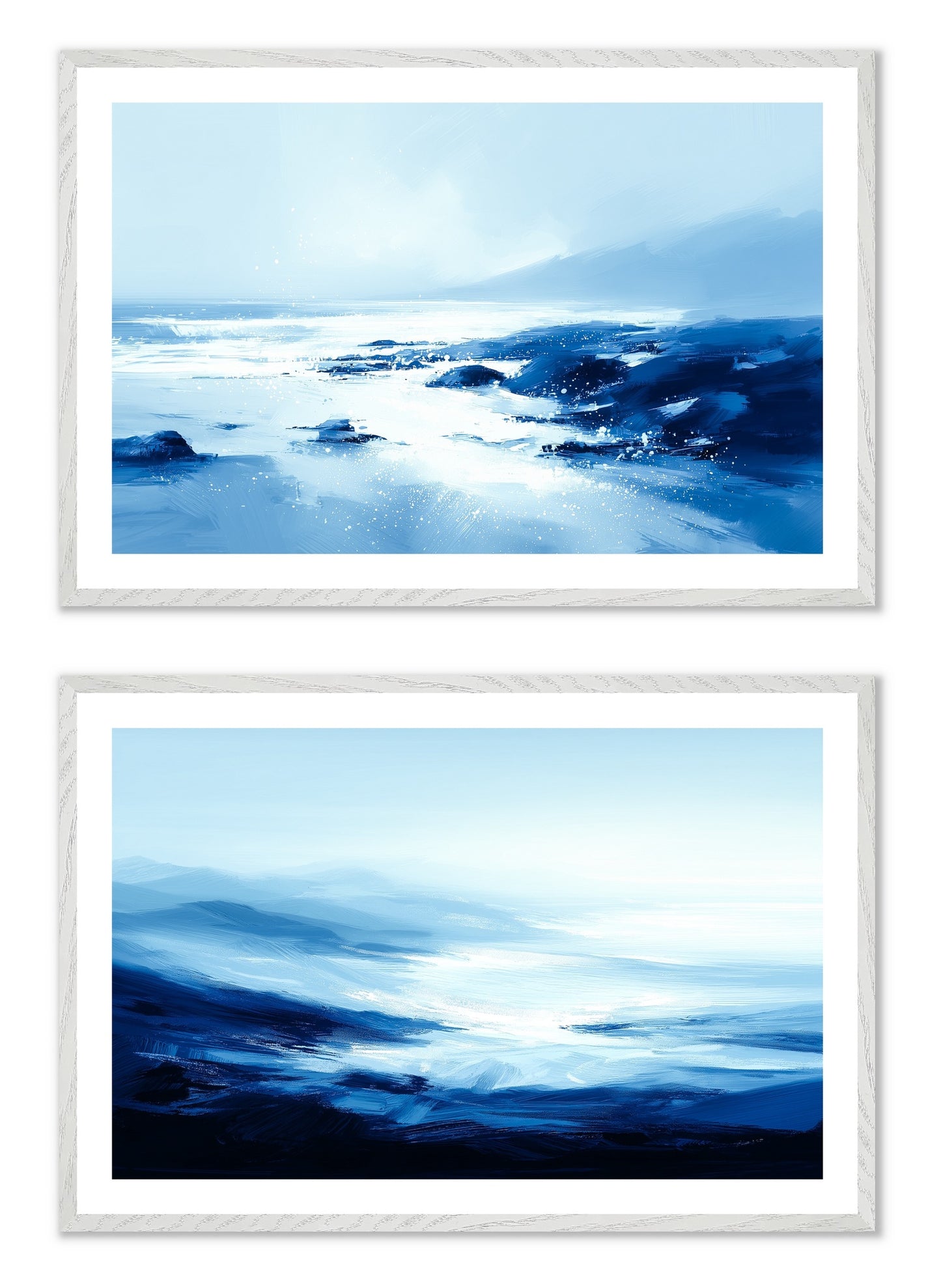Blue Silence - Gallery wall set with art prints in white frame