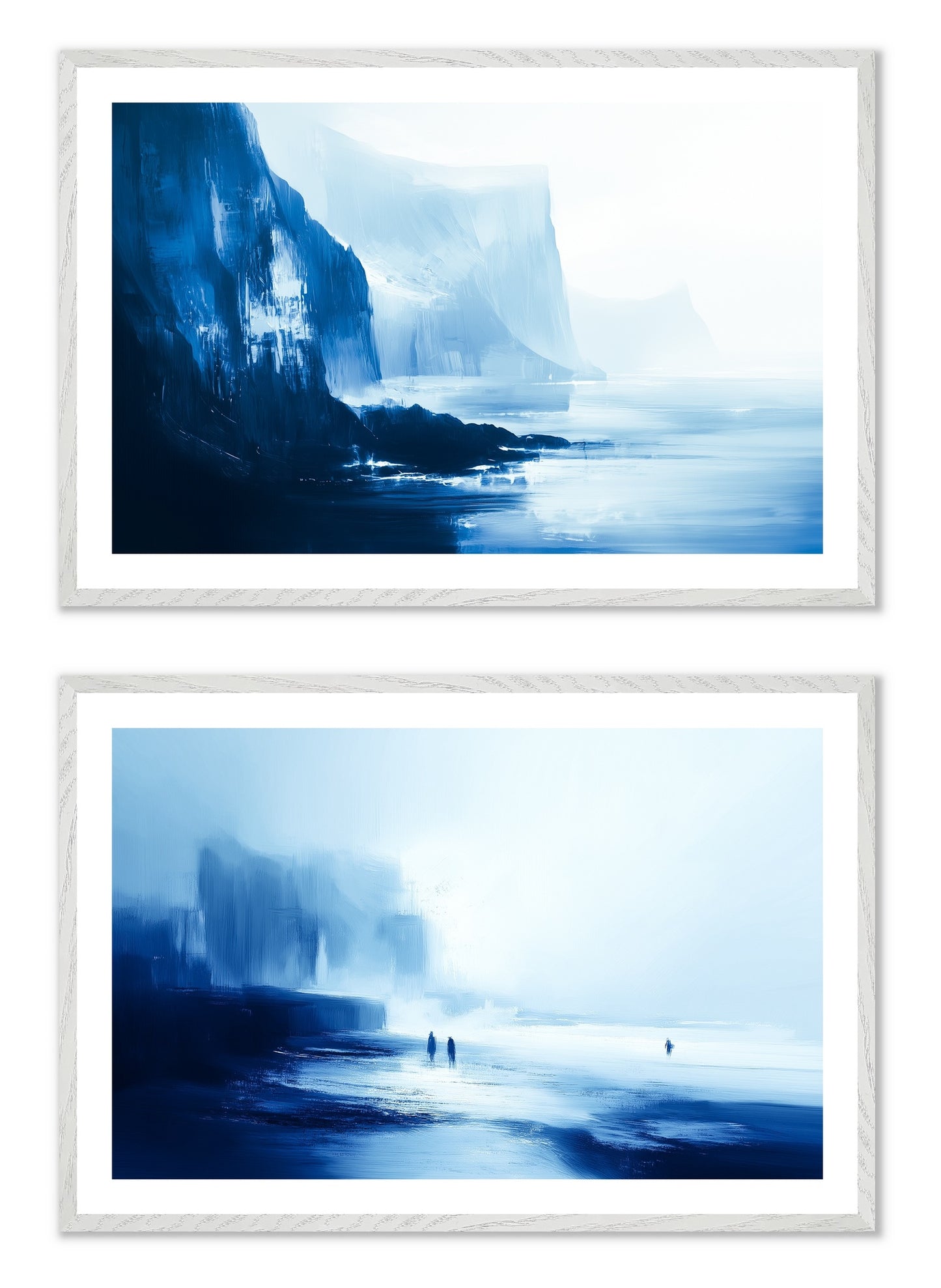 Blue Silence - Gallery wall set with art prints in white frame
