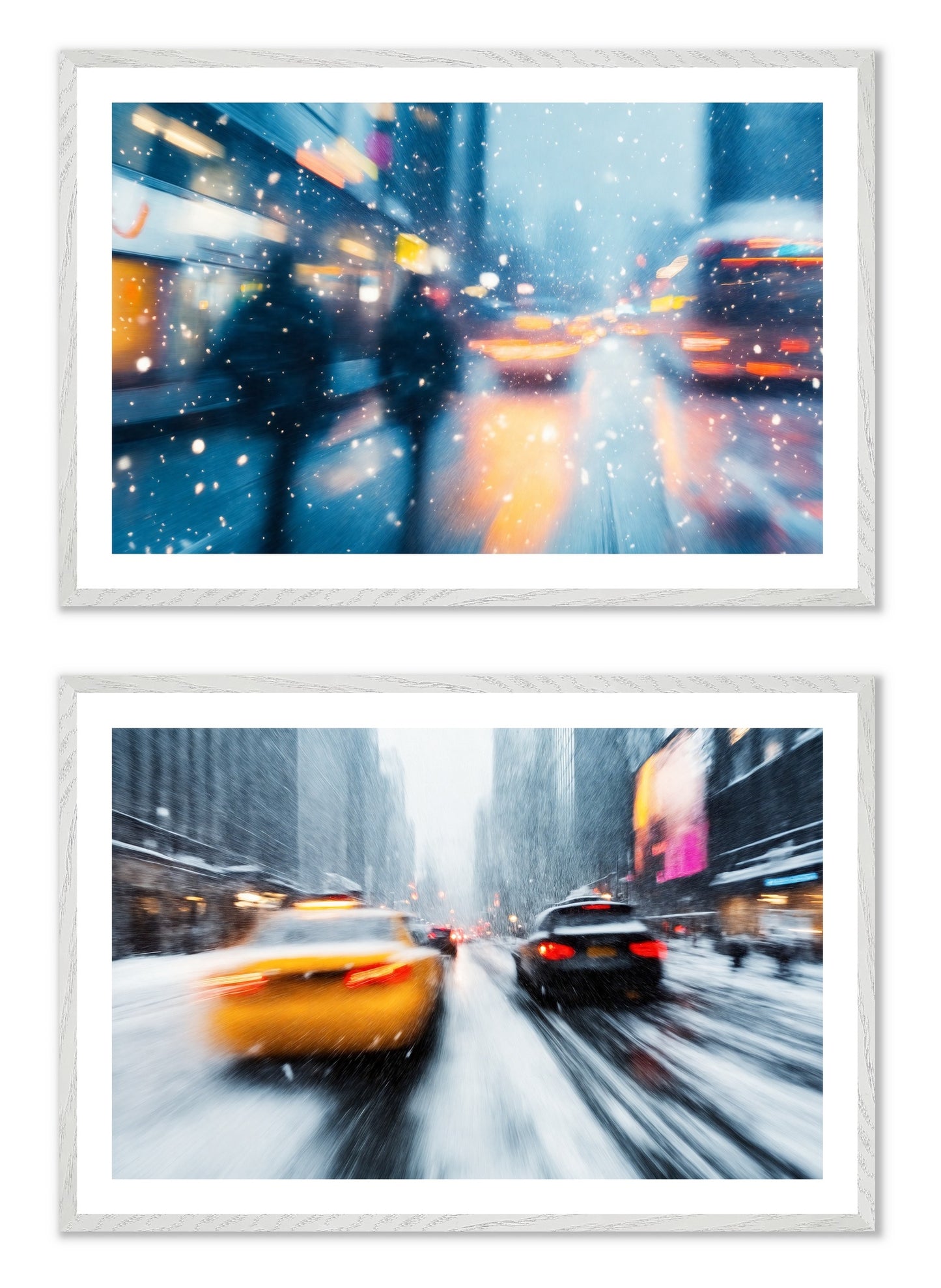 Winter Blur - Gallery wall set with art prints in white frame
