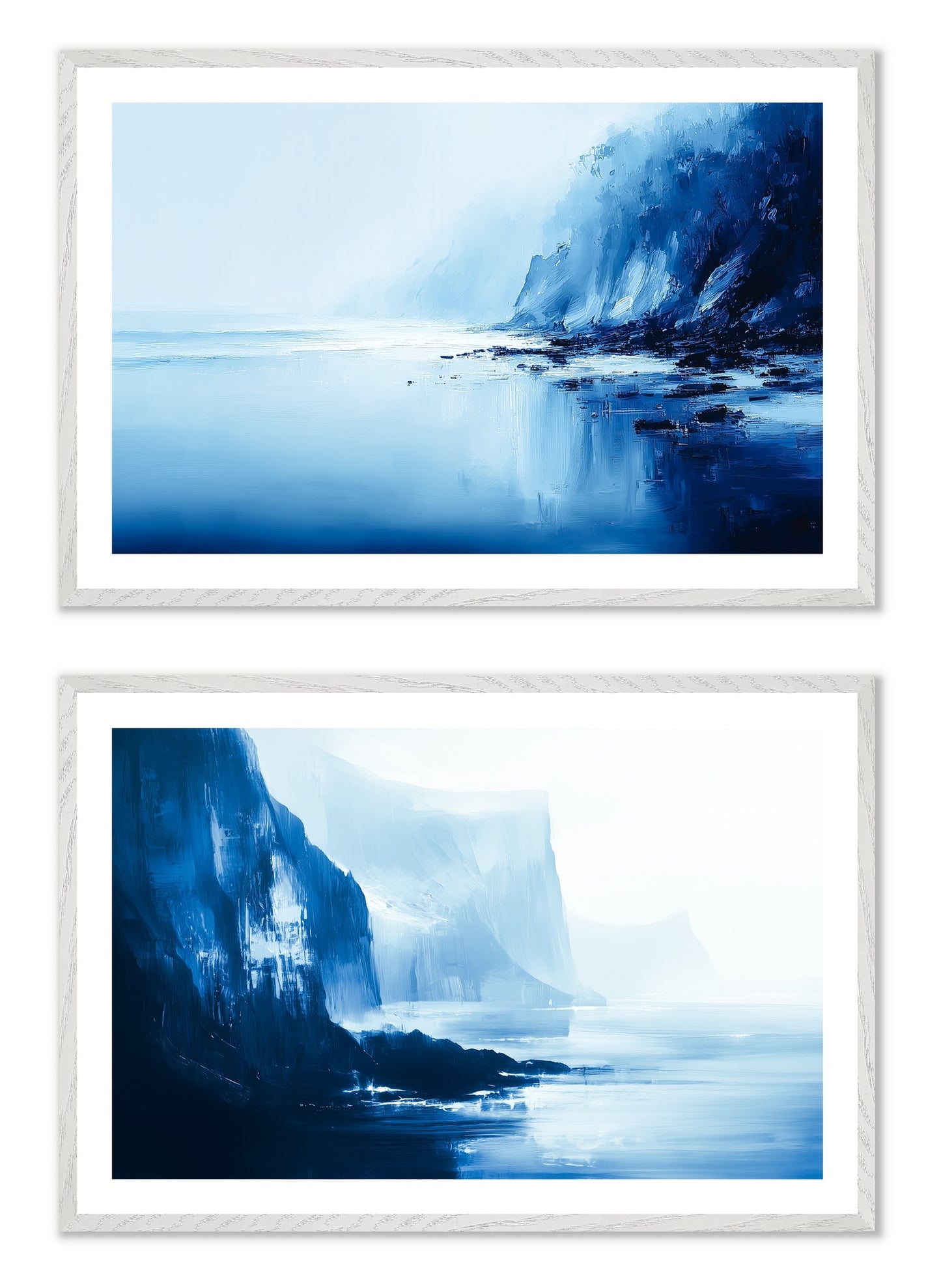 Blue Silence - Gallery wall set with art prints in white frame