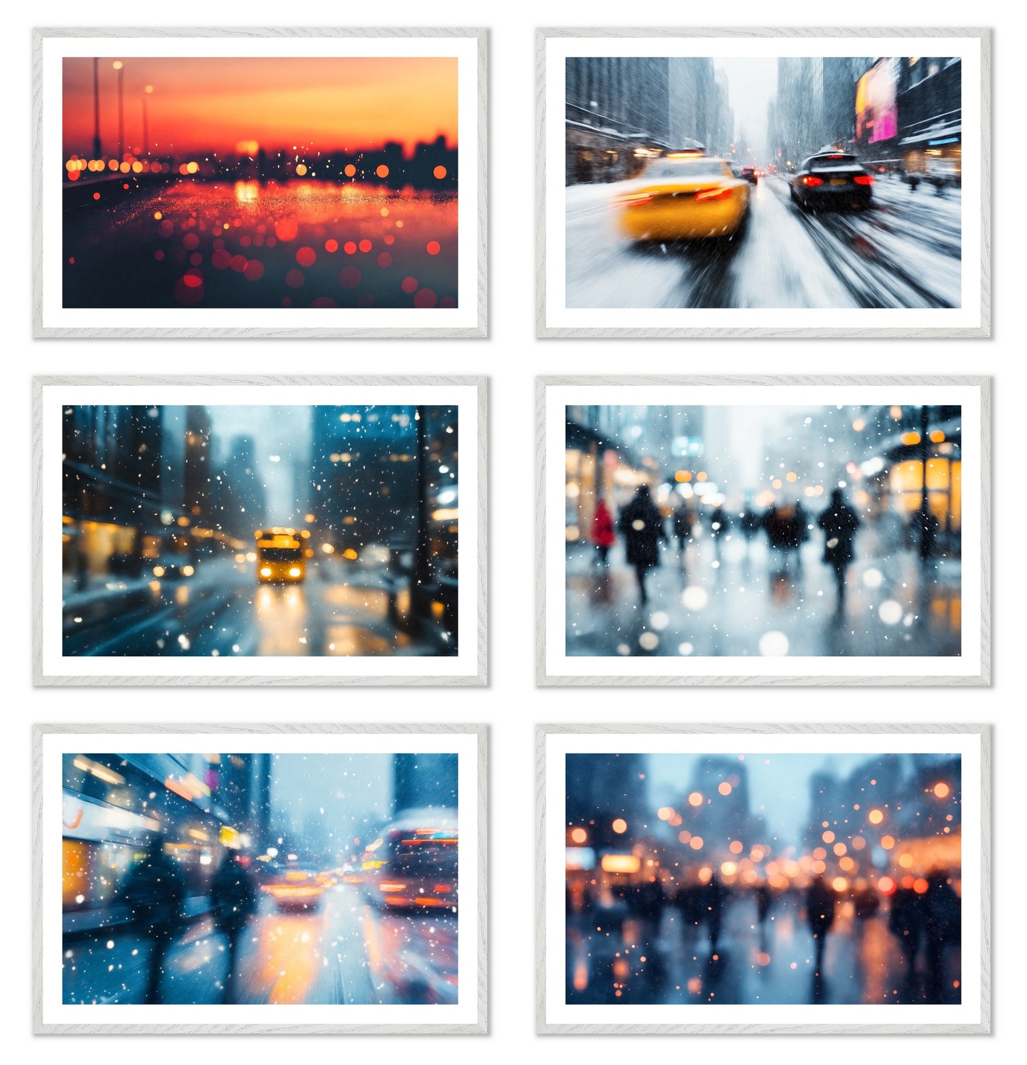 Winter Blur - Gallery wall set with art prints in white frame