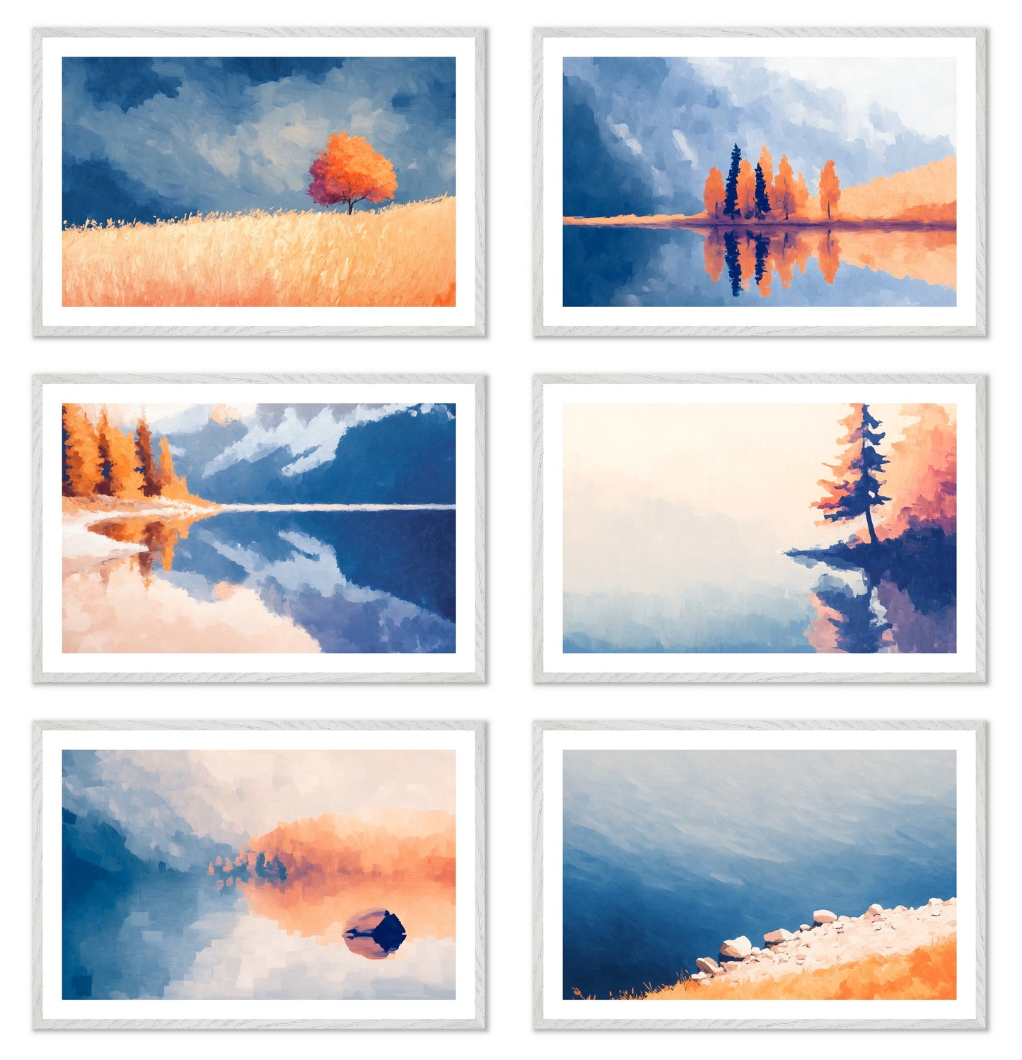 Postcards from Solitude - Gallery wall set with art prints in white frame
