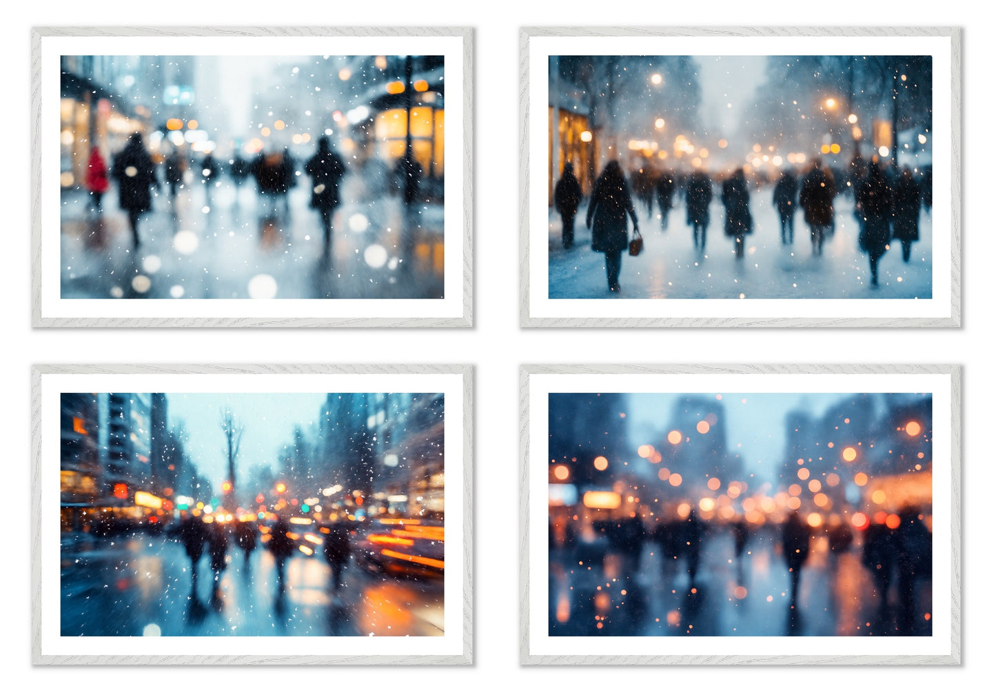 Winter Blur - Gallery wall set with art prints in white frame