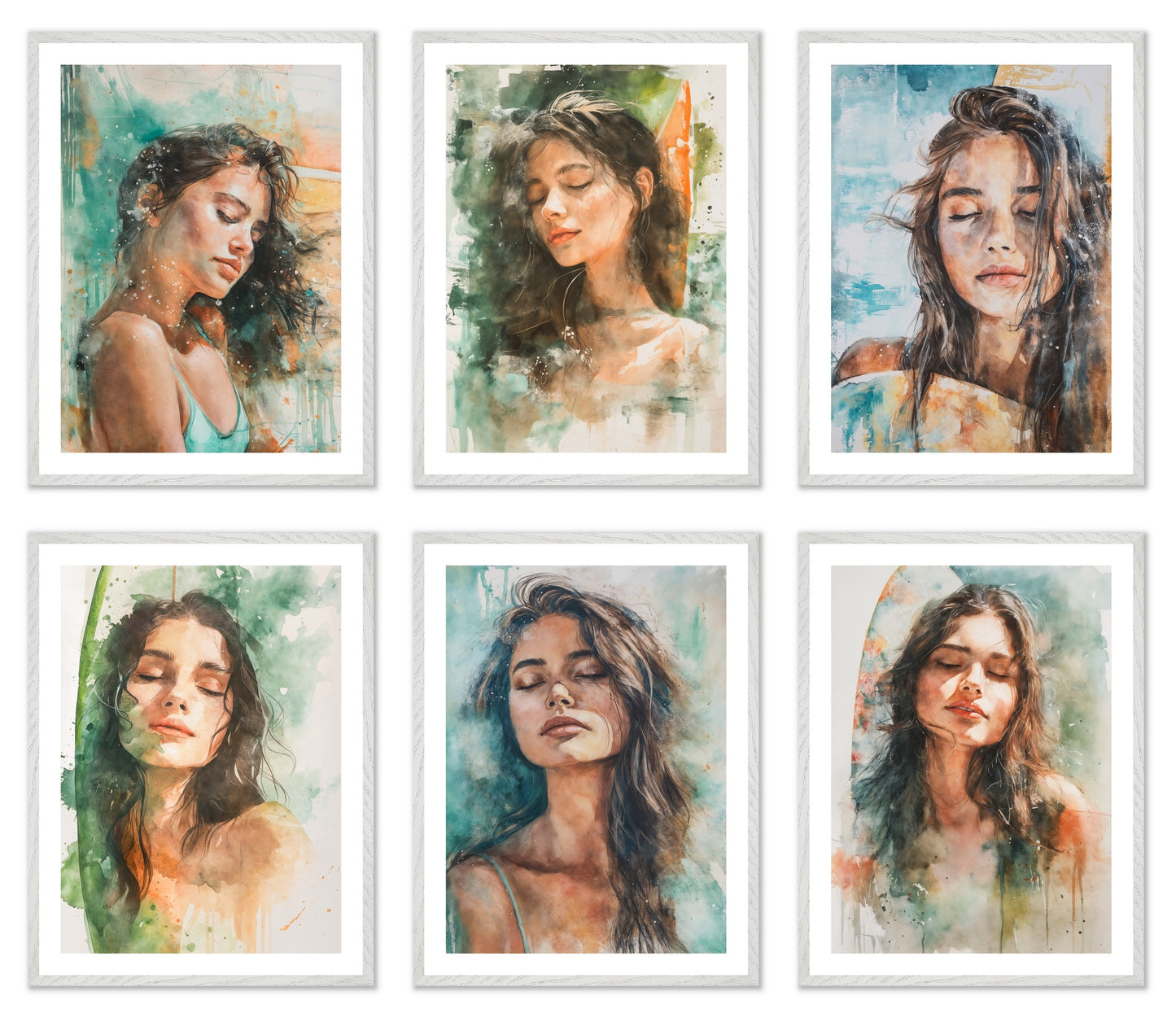 Summer Asleep - Gallery wall set with art prints in white frame