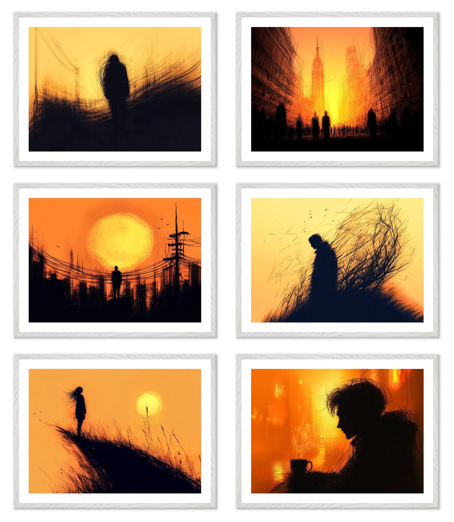 The Last Hour - Gallery wall set with art prints in white frame