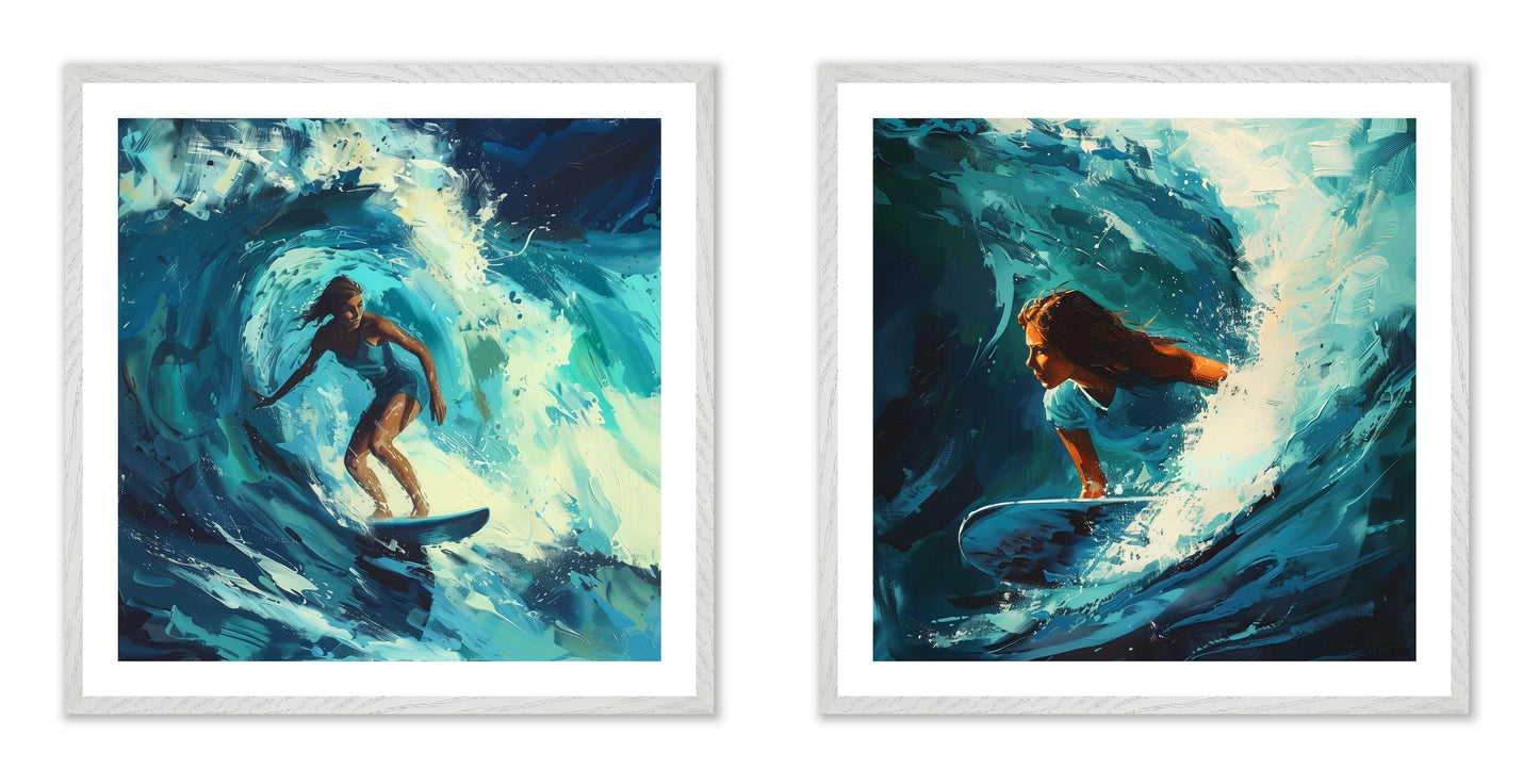 Brushed by the Blue - Gallery wall set with art prints in white frame