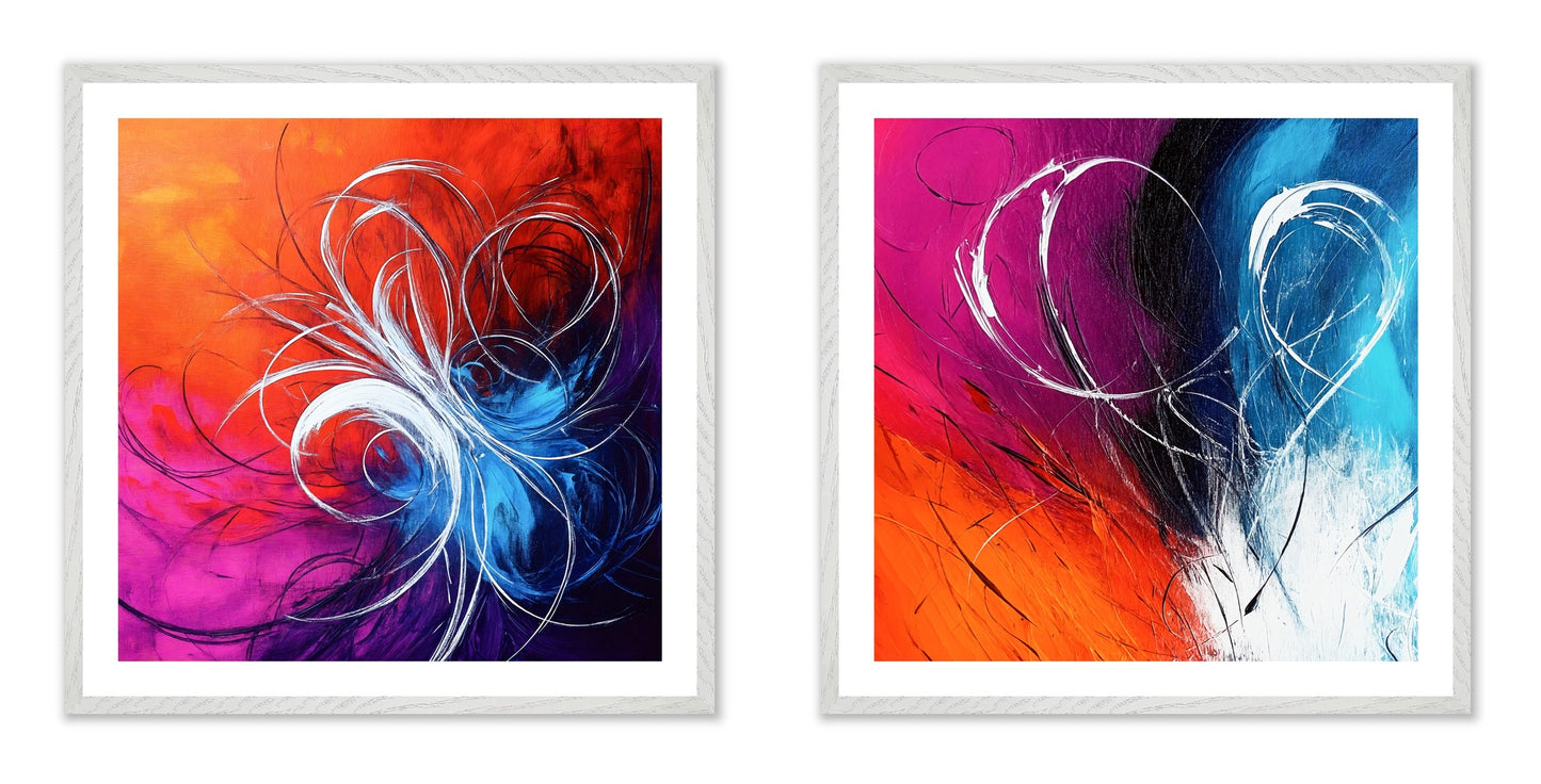 Arctic Flames - Gallery wall set with art prints in white frame