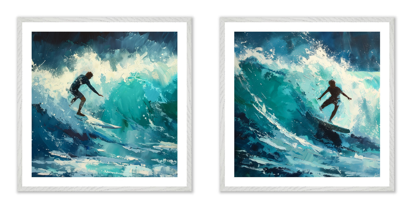 Brushed by the Blue - Gallery wall set with art prints in white frame