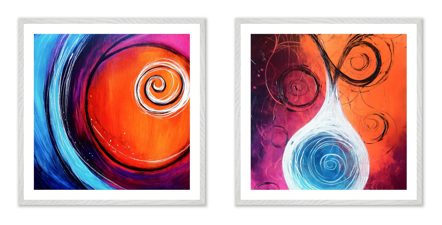 Arctic Flames - Gallery wall set with art prints in white frame