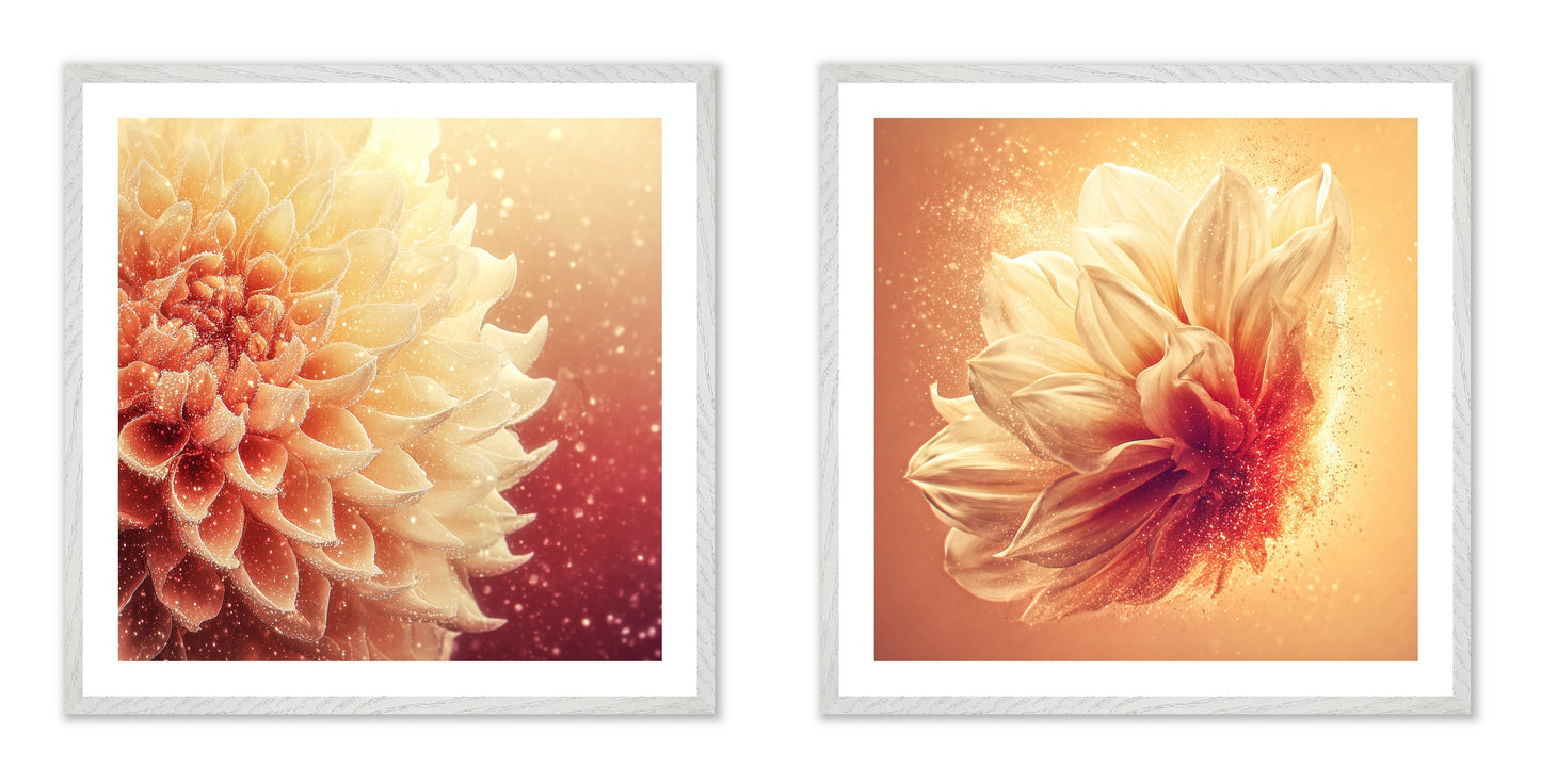 Solstice Bloom - Gallery wall set with art prints in white frame