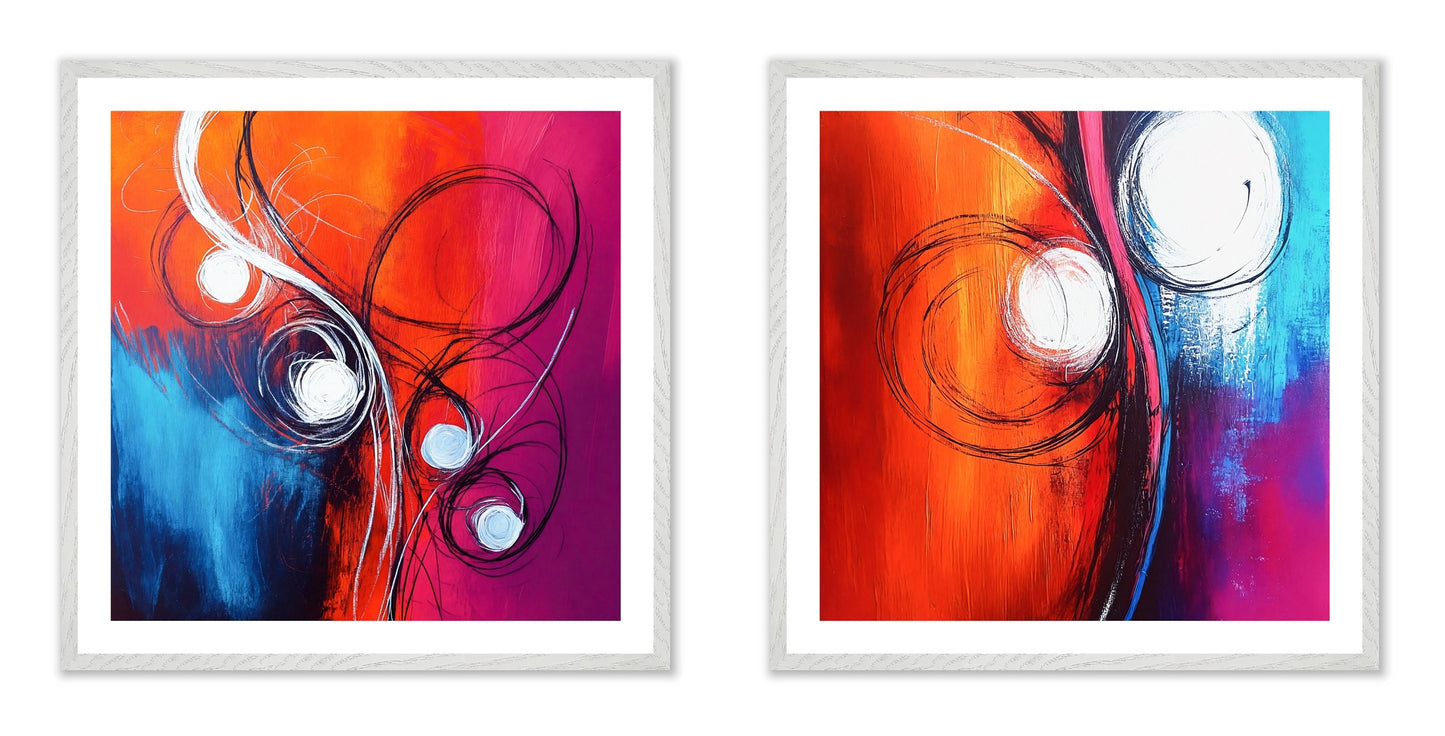 Arctic Flames - Gallery wall set with art prints in white frame
