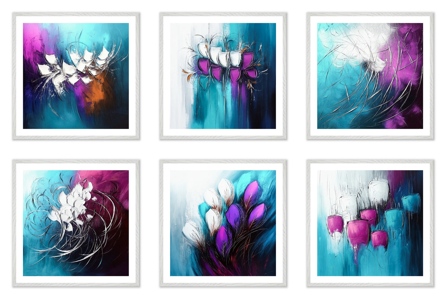 The Imperfect Bloom - Gallery wall set with art prints in white frame