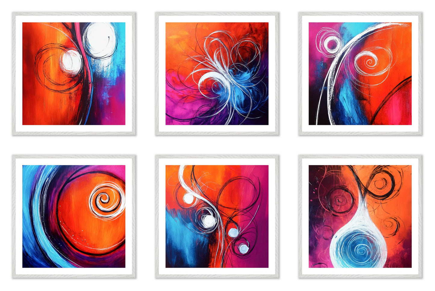 Arctic Flames - Gallery wall set with art prints in white frame