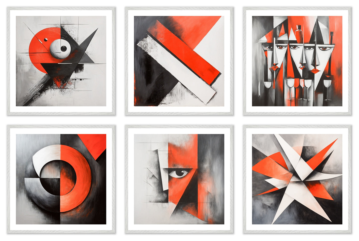 Konstrukt - Gallery wall set with art prints in white frame