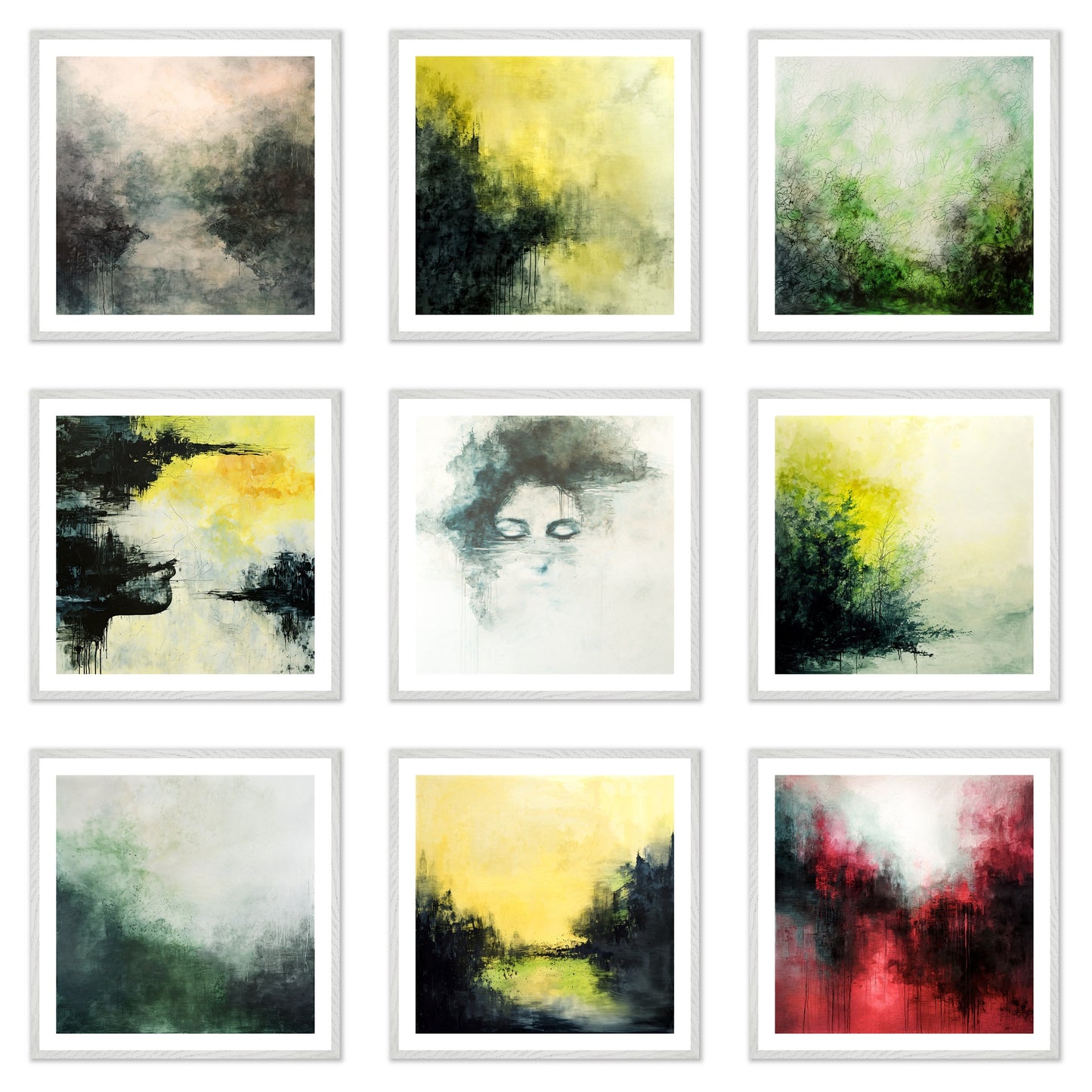 Chromatic Moods - Gallery wall set with art prints in white frame
