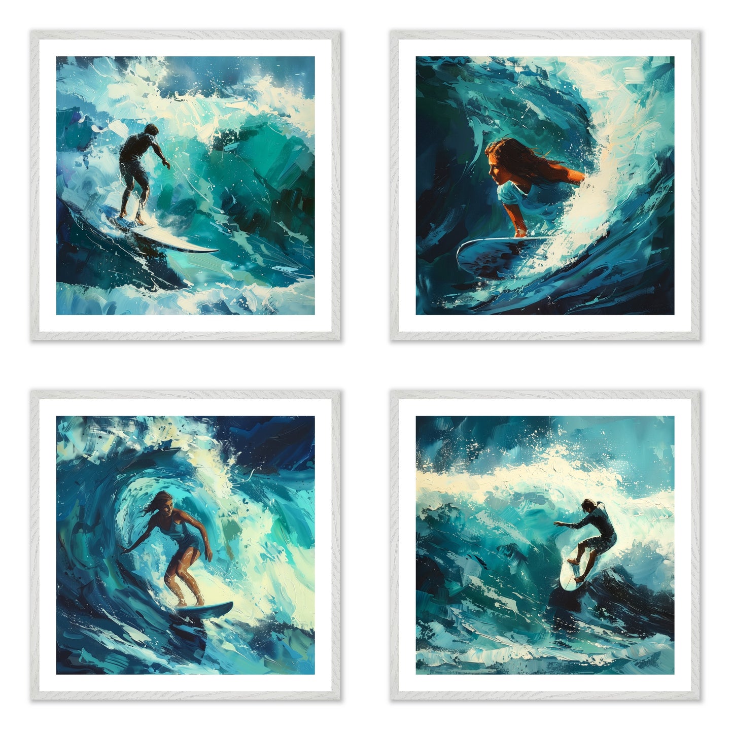 Brushed by the Blue - Gallery wall set with art prints in white frame