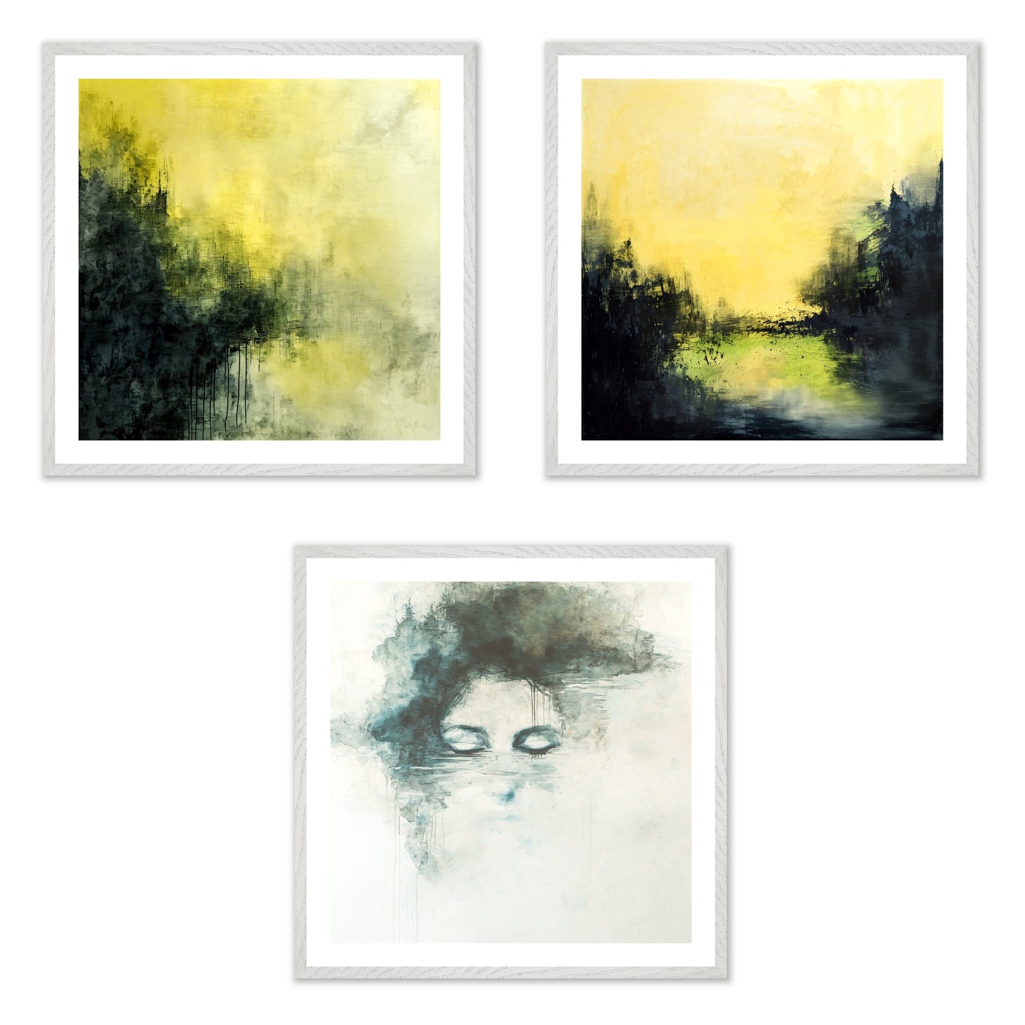 Chromatic Moods - Gallery wall set with art prints in white frame