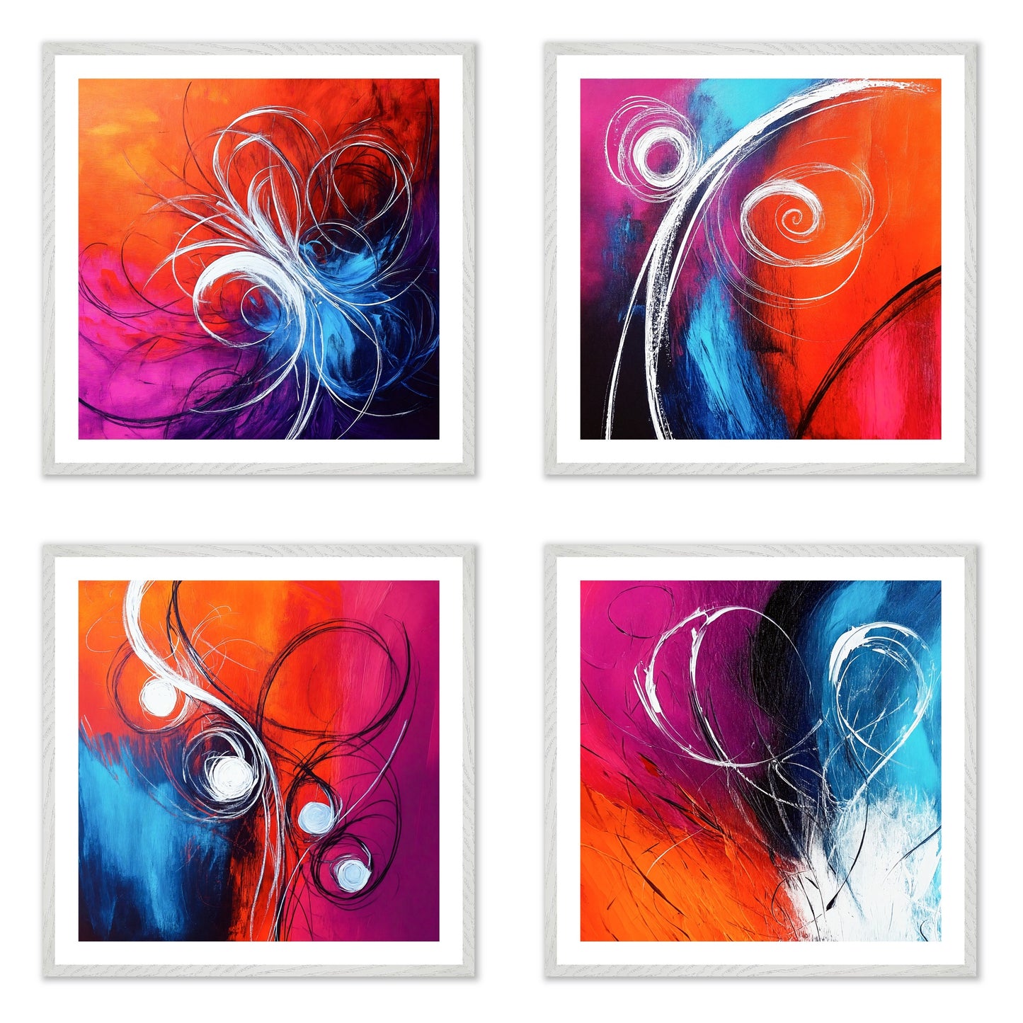 Arctic Flames - Gallery wall set with art prints in white frame