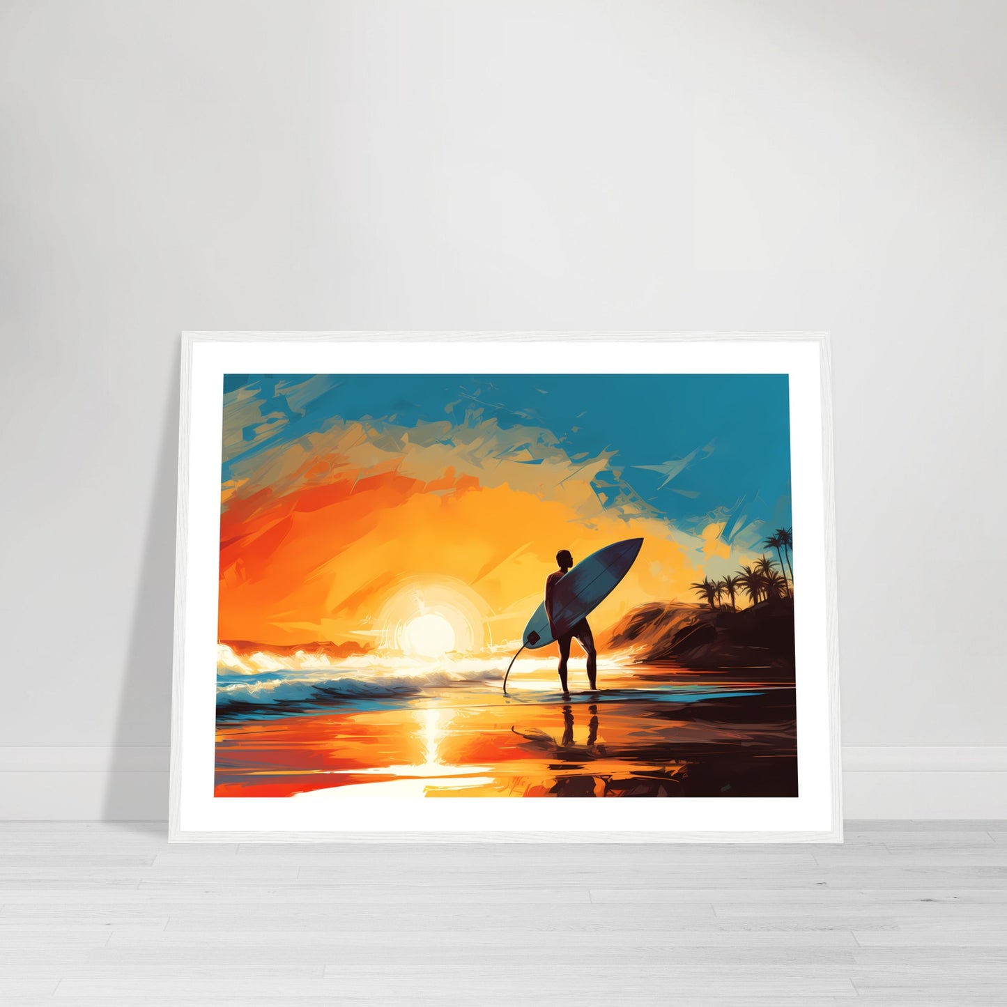 Walking to Nightfall - Sunset Surfing - Wall Art