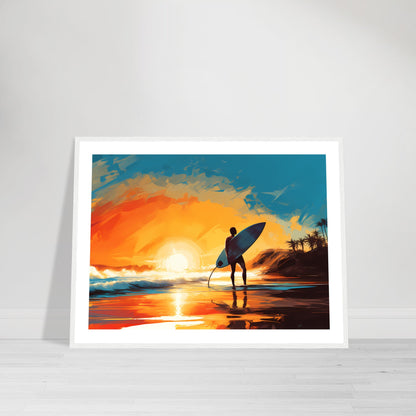 Walking to Nightfall - Sunset Surfing - Wall Art