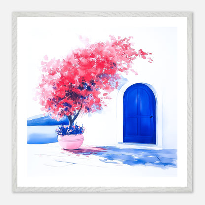 The Blue Door - Art print in white frame