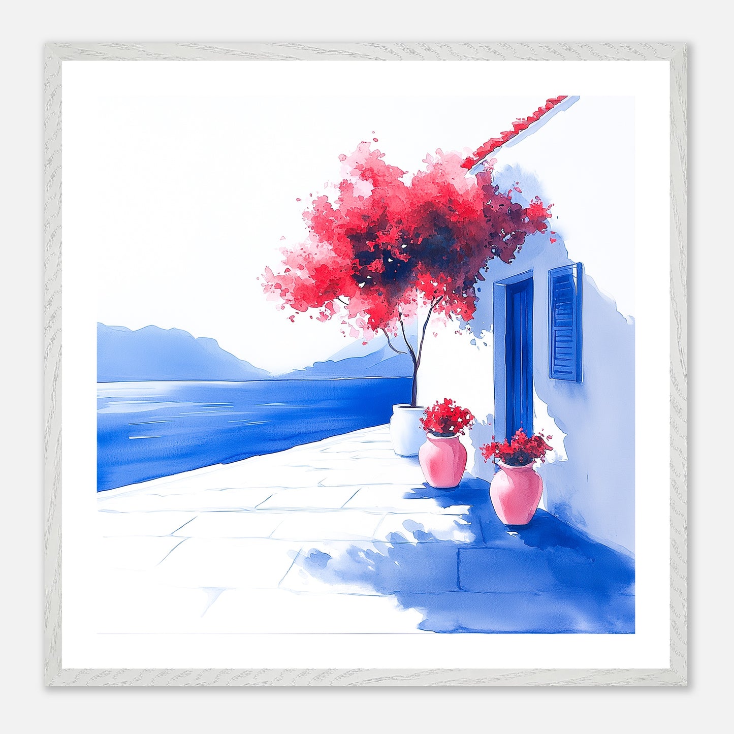 The Quiet Terrace - Art print in white frame