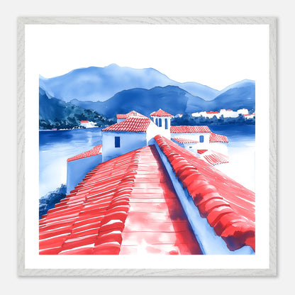 Over the Roofs - Art print in white frame
