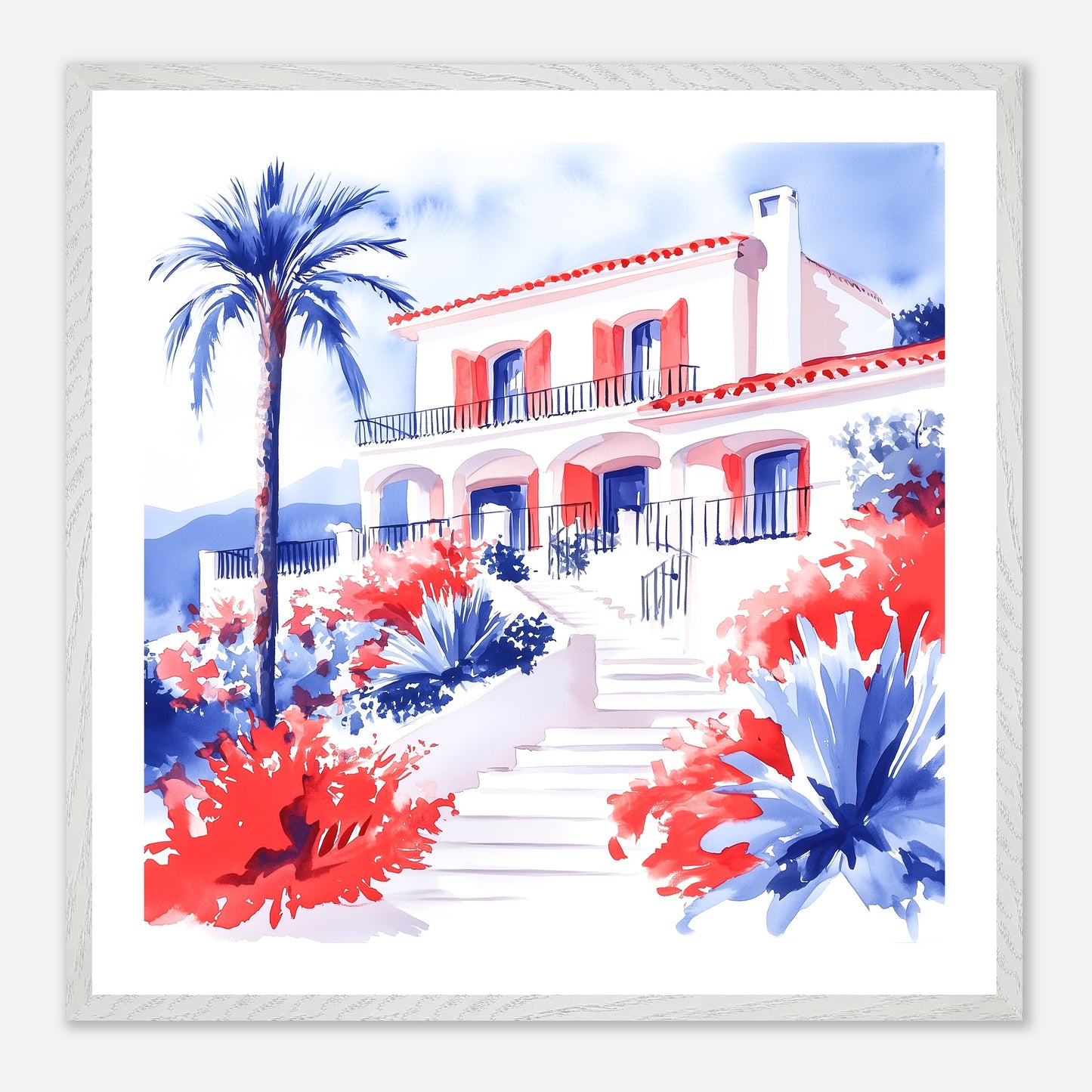The Villa - Art print in white frame