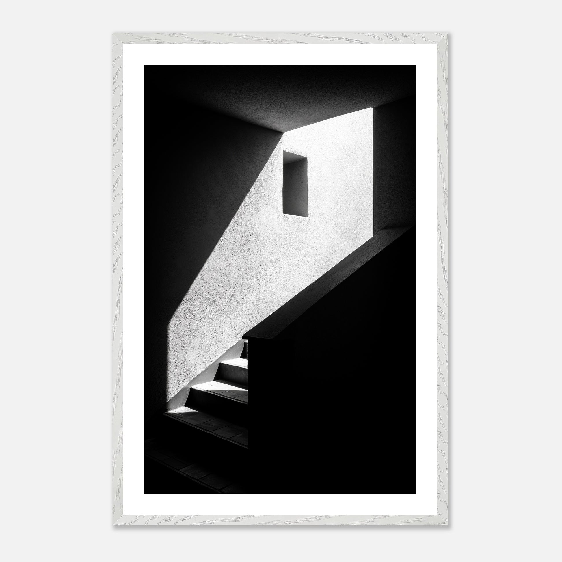 Recessed Steps - Art print in white frame