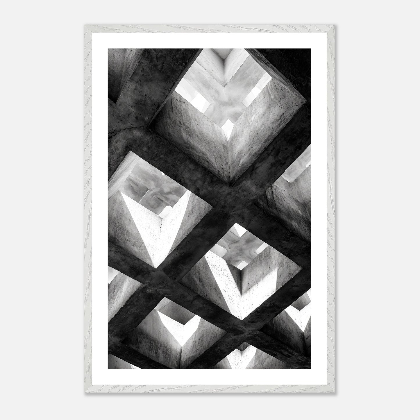 Concrete Grid - Art print in white frame