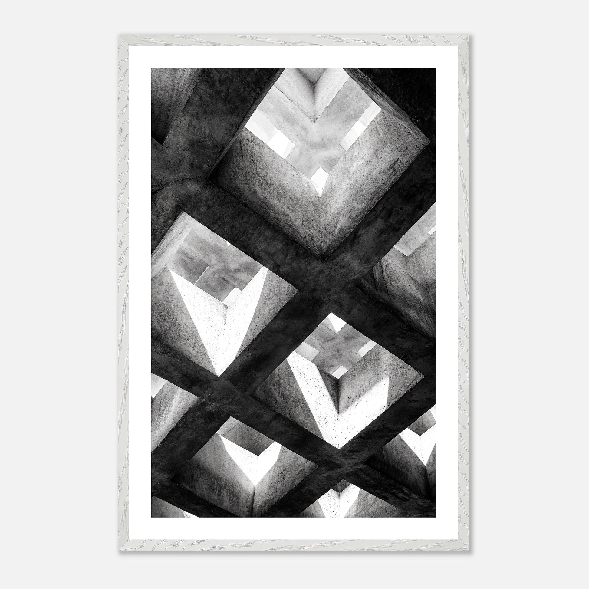 Concrete Grid - Art print in white frame