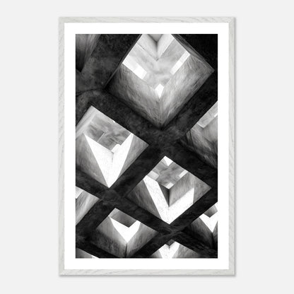 Concrete Grid - Art print in white frame