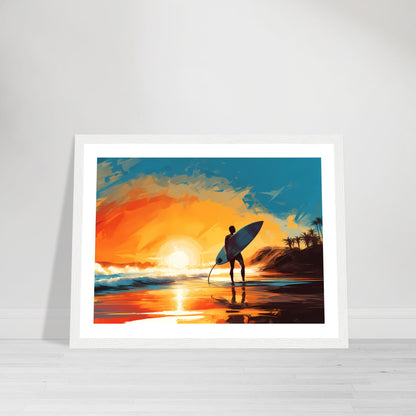 Walking to Nightfall - Sunset Surfing - Wall Art