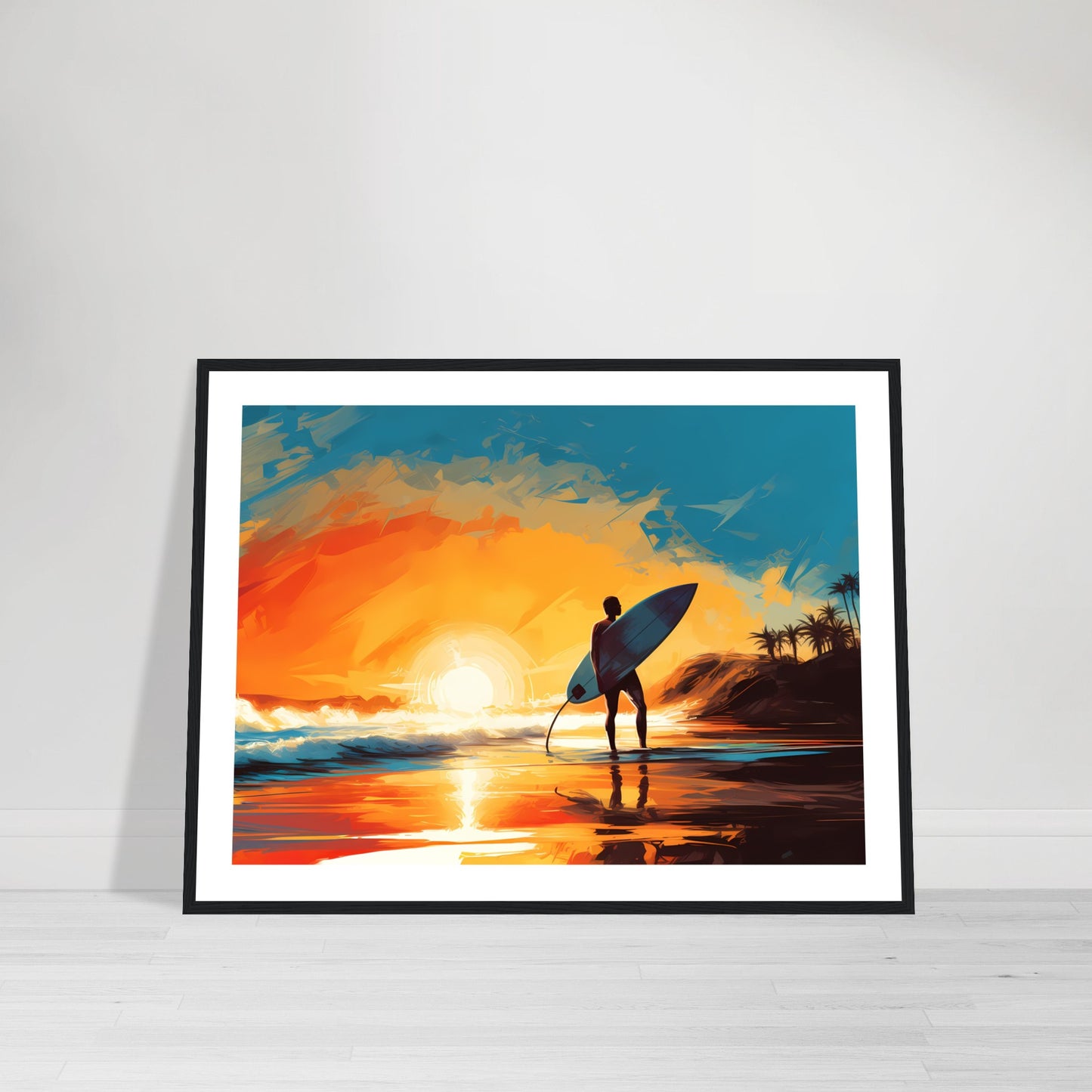 Walking to Nightfall - Sunset Surfing - Wall Art