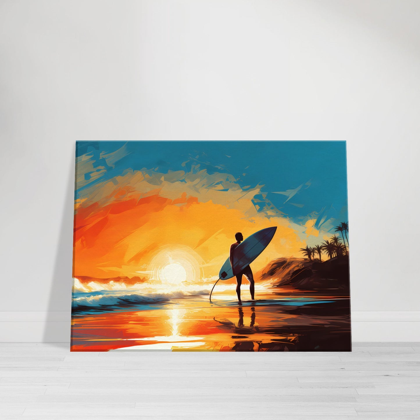 Walking to Nightfall - Sunset Surfing - Wall Art