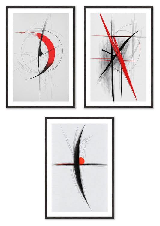 Red Constant - Gallery wall set with art prints in black frame