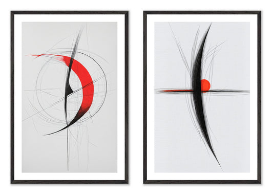 Red Constant - Gallery wall set with art prints in black frame