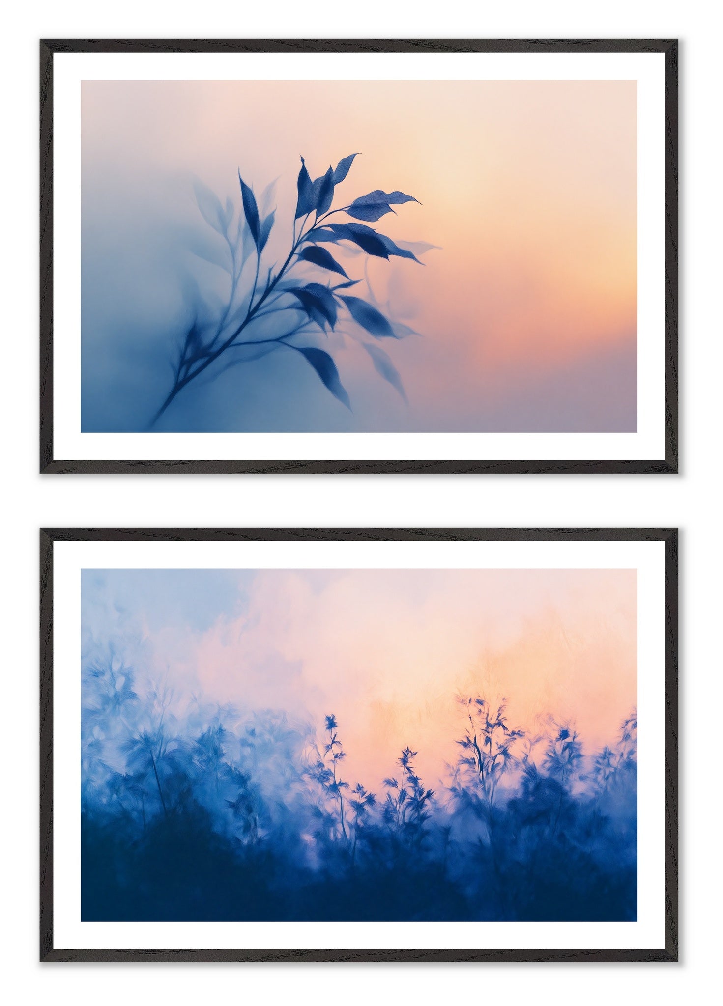 Soft Contours - Gallery wall set with art prints in black frame