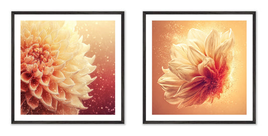 Solstice Bloom - Gallery wall set with art prints in black frame