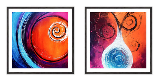 Arctic Flames - Gallery wall set with art prints in black frame