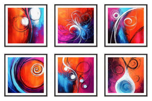 Arctic Flames - Gallery wall set with art prints in black frame