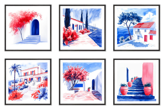 Noon - Gallery wall set with art prints in black frame