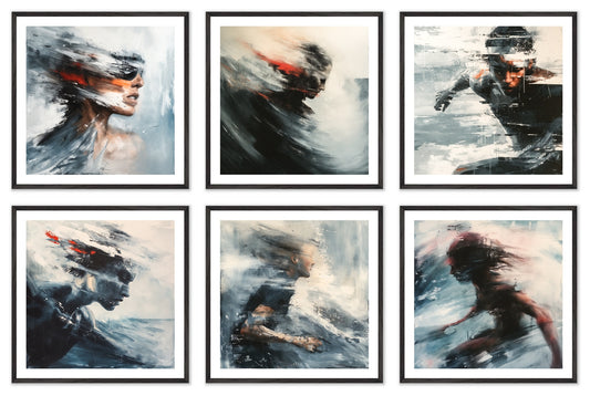 Breaking Through - Gallery wall set with art prints in black frame
