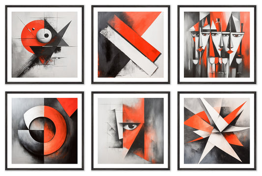 Konstrukt - Gallery wall set with art prints in black frame