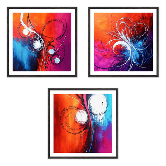 Arctic Flames - Gallery wall set with art prints in black frame
