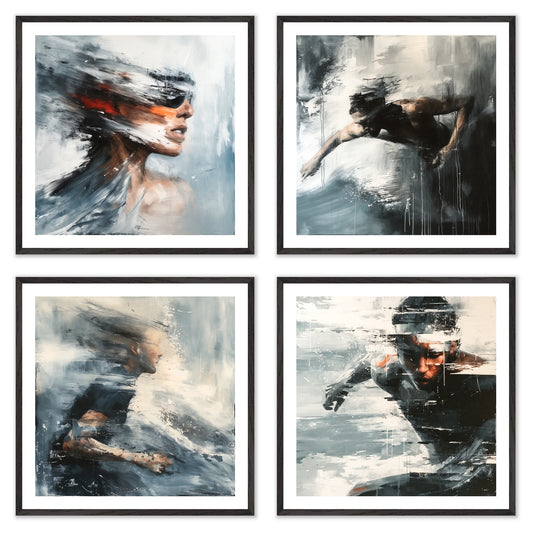 Breaking Through - Gallery wall set with art prints in black frame
