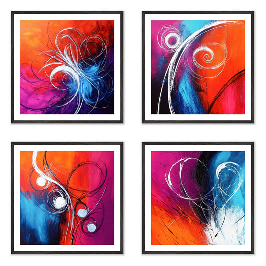 Arctic Flames - Gallery wall set with art prints in black frame