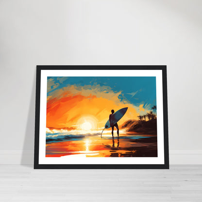 Walking to Nightfall - Sunset Surfing - Wall Art