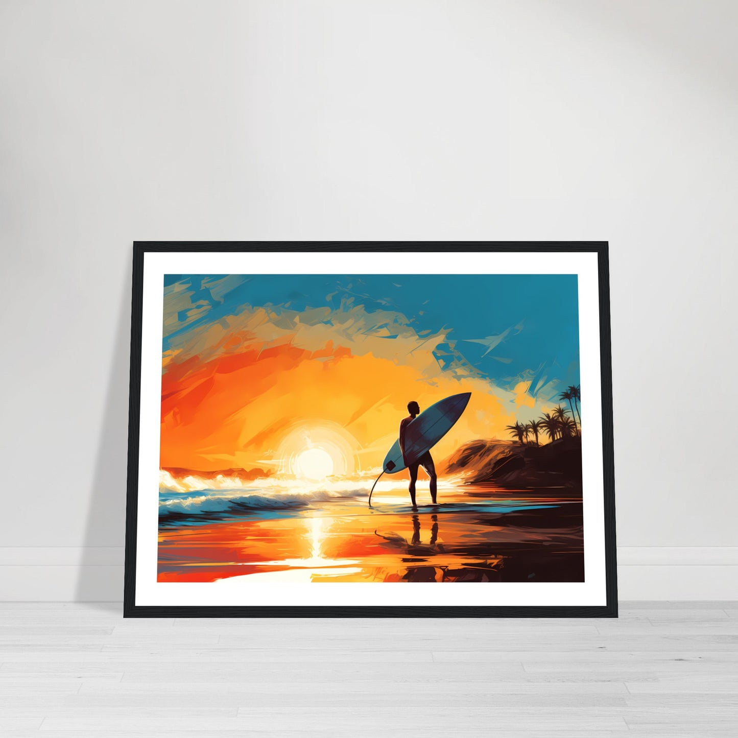 Walking to Nightfall - Sunset Surfing - Wall Art